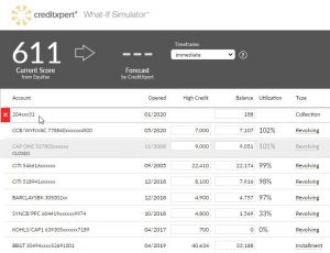 CreditXpert® What-If Simulator™ screenshot