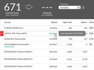 credit score screenshot